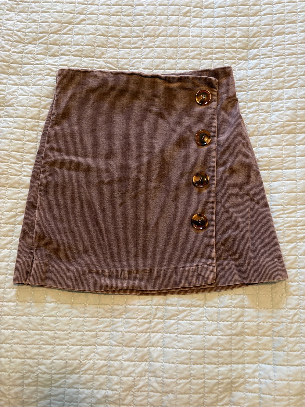 Altar'd State Mauve Corduroy Button-Front Mini Skirt